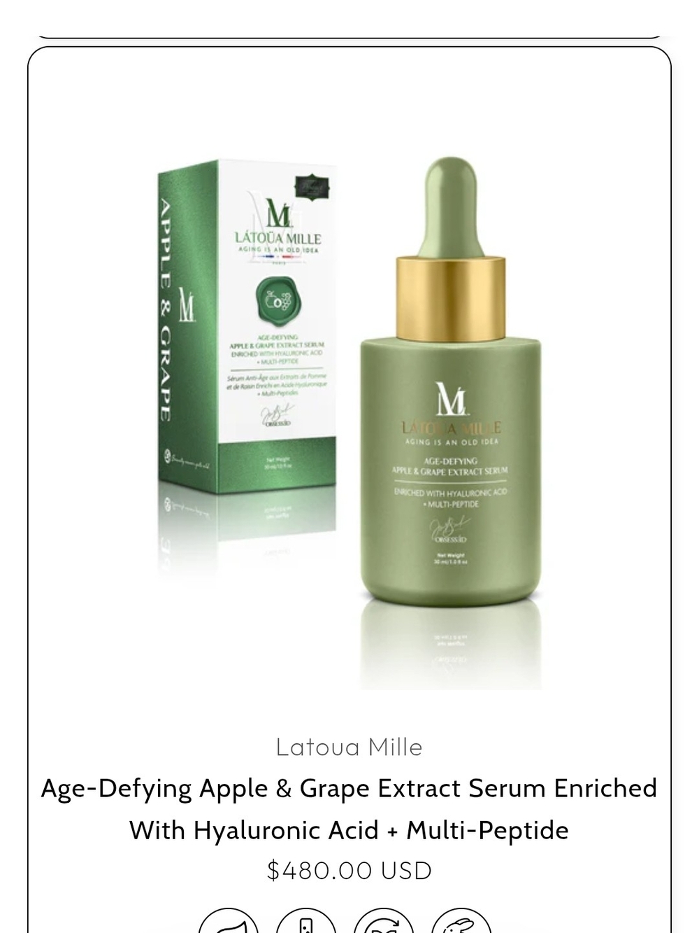 Latoua Mille Age-Defying Apple & Grape Extract Serum - Retail $480